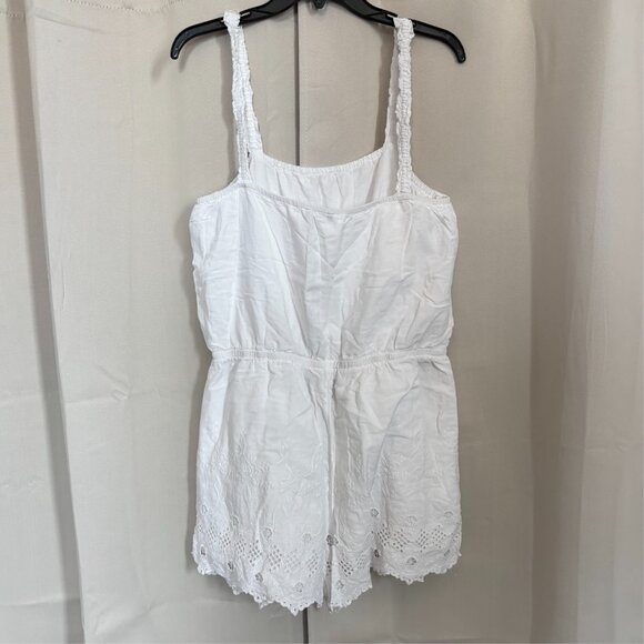 Express Womens Romper Large White Floral Embroidered Lined Coquette Boho 18382 - Picture 2 of 11